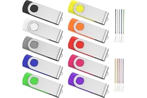 Pendrive 16GB 10 Piezas, ABLAZE Memorias USB Giratoria con Indicador LED, Almacenamiento de Datos para PC, Portátil, Audio de Coche y Televisión (10 Colores)
