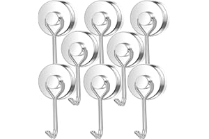Swihorab Ganci Magnetici Extra Forti - 8 Pezzi da 32 mm al Neodimio, Girevoli, in Metallo per Cucina, Frigoriferi e Armadietti