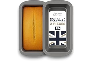Samuel Groves Great British Bakeware 2 Pack 2lb Superior Double Coated Non-Stick Loaf Tins, Bread Baking Mould Pan, Loaf Cake, Cake Tin, Twin Set, PFOA & BPA Free Cookware, Made in England