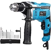 Bohrmaschine, Tilswall 850W Schlagbohrmaschine 3000 RPM Hammer und Bohrer, 15 Stück Zubehör, 13mm Auto-Lock-Bohrfutter…