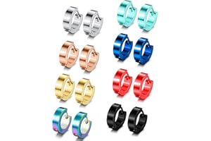 Diamday Boucles d'Oreilles Créoles en Acier Inoxydable pour Hommes Femmes Cool Multicolore Huggie Hoop Boucles d'Oreilles Piercing pour Garçons Adolescents Hommes Boucles d'Oreilles Ensemble 13MM
