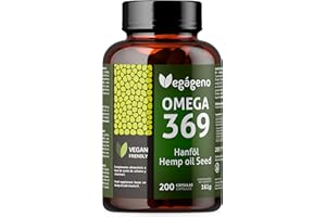 VEGÁGENO Vegageno OMEGA 3 6 9 capsulas. Alta Concentración OMEGA 3 vegano. 200 capsulas. Con Vitamina E Natural. No GMO, Sin Gluten. Sin Pescado. Solo Vegetal. Apto para Veganos y Vegetarianos.