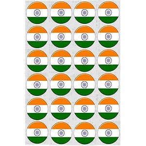 Nimida Indian National Flag Round | Metal & Plastic | Lapel Pin/Brooch/Badge | Size 4.5 cm | Pack of 24