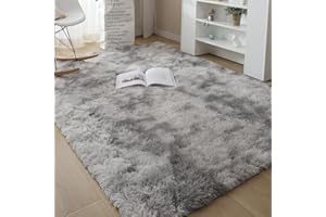 OMGREAT NK DECORATION Soft Fluffy Area Rugs for Living Room, Faux Fur Shag Rug for Bedroom Home Detor, Non-Slip Nursery Rugs for Girls Boys Kids Room, Modern indoor Floor Carpets (6x9ft, Grey White)