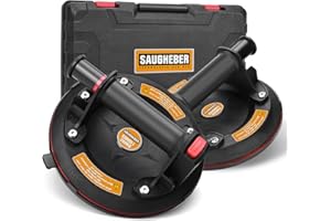 HERLLD 2 Pcs Vacuum Suction Cups, 8 Inch Heavy Duty Glass Suckers Lifters with Handle for Tile Granite Lifting Window Replacement, 573lbs Load Capacity