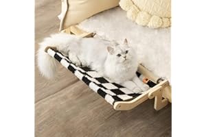 MEWOOFUN Hamac Chat Fenetre Perchoir de fenêtre lit pour Chat Facile a Monter Jusqu'à 18kg (Black/White)