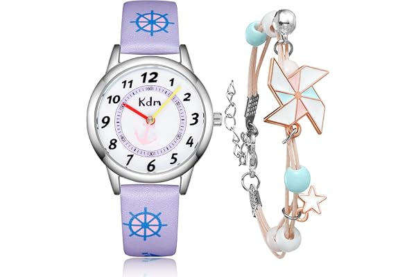 CIVO Montre Enfant Set Analogique Quartz Bracelet Montres Filles Etanche Sport Dessin Montres Cuir Time Teacher Montres Fille Garçons Elégantes 5 6 7 8 9 10 Ans Anniversaire pour Enfants