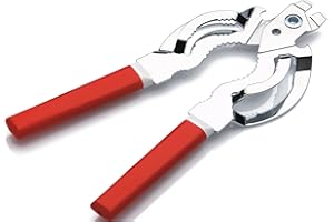 Tredoni Ouvre-Bocal/Bouteille en Acier Inoxydable, Prise de Clé Facile/Ouvre-Couvercle Serré, Rouge-Blanc