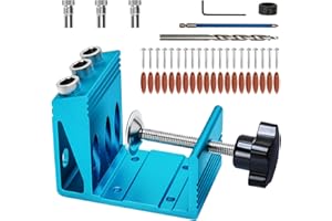 CARAMOTE Pocket Hole Jig Kit All-in-One System 3 Drill Guide Joint Angle Tool Dowel Drill Joinery Screw Kit DIY Woodworking Tools Carpentry Locator