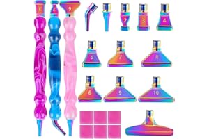 bolukets Diamond Painting Zubehör Stift Set, Metal Drill Pen mit Ersatz Stiftköpfen, 5D Drill Pen, Ergonomischer Diamond Painting Zubehör mit 45° Gewinde Metall Stifte Werkzeuge für Diamant Malerei