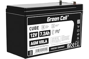 ‎GREEN CELL Green Cell AGM 12V 7,2Ah Akku VRLA Blei-Batterie Bleiakku Ersatzakku Gelakku Akkubatterie Zyklenfest Unbemannt Spielzeug | Elektro Spielzeug| Alarm | Notstrom | Kinderfahrzeuge| Kinder-Quad