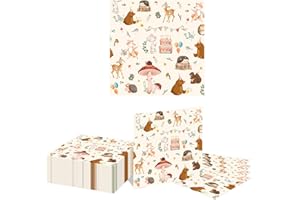 Kotkiddy Salviette di Carta Animali del Bosco, 20 Pezzi Salviette di Carta a Tema Animali del Bosco, Salviette Monouso per Matrimonio, Baby Shower, Compleanno, 33 * 33cm