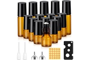 MELLIEX 15 sztuk próżniowe rolki na olejki eteryczne, 5/2 ml brązowy rolka na puste butelki puste butelki ze stali nierdzewnej pojemnik na perfumy aromaterapia masaż