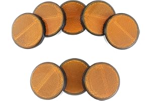 Eacalyc 8 x Catarifrangenti Rotondi Rimorchio Autoadesiva Giallo Riflettori Posteriori Rotondi Incollare per I Montanti del Cancello Caravan Rimorchio Bicicletta Camion o Macchine Agricole