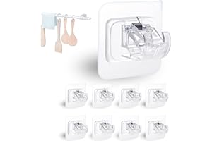 MANAME 8 Unidades De Soporte para Barra De Cortina Sin Taladro Adhesivos - Resistentes Y Transparentes - Olvidate De Agujeros Y De Taladrar - para Baño Y Cocina | Fácil Montaje Y Colgado De Cortinas