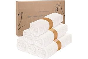 WINICE Bamboo Washcloths 6 Pack 25cm x 25cm - White Washcloths for Face - Gentle and Soft Washcloths for Face and Body - Natural Bamboo Baby Washcloths - Baby Wash Cloths Set