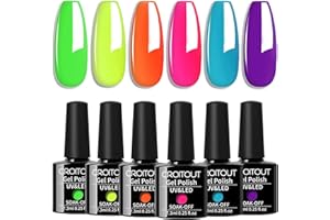 Croitout UV Nagellack Set, 6 Farben Night Glow Gel Nagellack Set, Leuchtende UV Nagellacke, Gel Nagellack Shellac Set Gel Nail Polish Kit 6 x 7.3ml