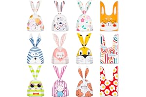 Leenou Sacchetti Compleanno, 60 Pezzi Sacchetti di Regalo Sacchetto porta Caramelle Biscotto Sacchetti Coniglietto Borsa di Regalo per Natale Festa Partito Nozze Pasqua Feste di Compleanno