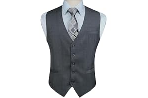 HISDERN Gilet in cotone tinta unita in cotone da cerimonia formale da uomo