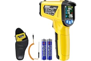 Termómetro Infrarrojo Pistola Temperatura Laser MESTEK con Sonda Sin contacto con Pantalla LCD a Color -50 ℃ ~ 800 ℃ Ajuste E
