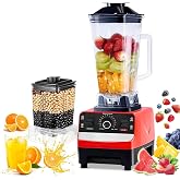 Professional Blender, 2000 W Glass Blender, Professional 2 L Blender 2 in 1, 4 Stainless Steel Blades, 6 Speeds, Automatic Cl