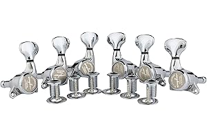 Guyker 6Pcs Guitar Locking Tuners (3L + 3R Handed) – 1:18 Ratio Lock String Tuning Key Pegs Machine Heads Set Replacement for LP, SG, TL Style Electric, Folk or Acoustic Guitars – Chrome