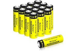 KLGFI AA Akkus Wiederaufladbar, Batterien AA 2600mAh 16 Stück 1.2v Aufladbare Batterien AA Hohe Kapazität, Geringe Selbstentladung AA Akku Typ NI-Mh Batterien (Gelb)