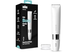 Braun Body Afeitadora Corporal Unix, Depiladora Mini para Mujer y Hombre con Peine de Recorte, Depilación de Precisión para Ingles, Axilas, Pecho, Uso en Seco y en Mojado, BS1000, Blanco