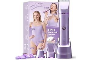 RAXMETRY Depiladora Íntima 3 en 1 para Mujer - Depiladora Facial, Afeitadora y Rasuradora para Zona Íntima, Piernas y Brazos - Rasuradora Eléctrica IPX7 a Prueba de Agua con Base de Carga, Morado