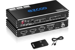ROFAVEZCO HDMI Splitter 4K 60Hz ARC/eARC para Barra de Sonido Interruptor HDMI bi-dirección 1 en 2 Salidas o 2 entradas a 2 Salidas SPDIF 5.1CH Breakout D-olby Vision Atmos HDR CEC HDCP2.2 Scaler 4K 1080
