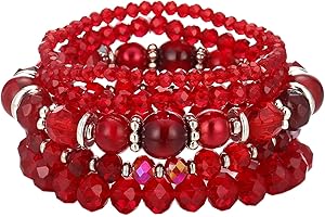 FULU AUTUMN Bracelet Boheme en Perles pour Femme Bracelet de Perle Cristaux Elastique Multicouches Bijoux Fantaisie Cadeau pour Femme