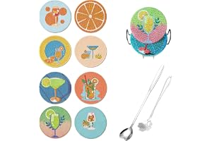 DIY Diamond Painting Coasters Set – 8 akrylunderlägg, 8 korkmattor, 2 kaffeskedar i rostfritt stål för Aperol sprayälskare