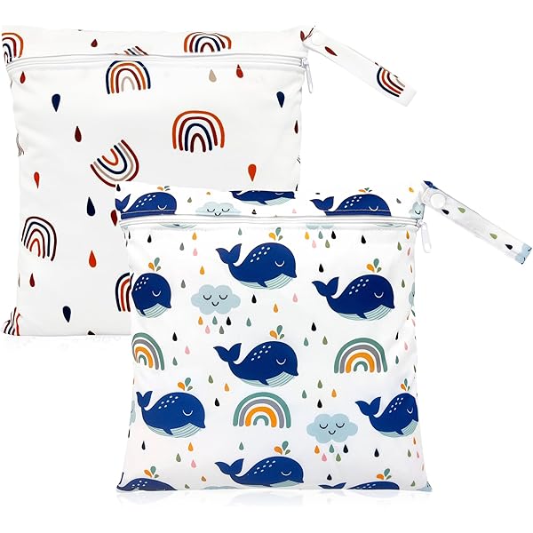 2 Windeltaschen Wetbags Mit Süßen Tier-Motiven - Wasserdicht & Praktisch Für Unterwegs