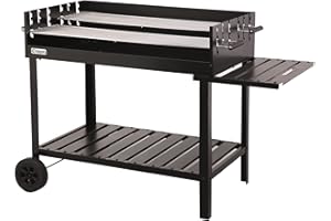tepro Holzkohlegrill Grillwagen Atlanta, Outdoor BBQ mit Rädern, Höhenverstellbar ca. 77 - 88 cm, Grillfläche: ca. 98 x 56 cm, Maße ca. 135,5 x 63 x 91,2 cm, Schwarz