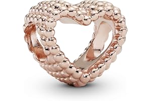 PANDORA offenes Metallperlen Herz Charm in Roségold mit 14 Karat rosévergoldete Metalllegierung Moments Collection