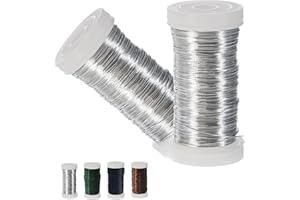 MIENOCOL 2 Roll Silver Floral Wire - 0.35mm×55m, Flexible Wire for Christmas Wreaths, Jewellery & Garden Binding