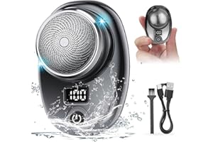AMNF Mini rasoio elettrico, tascabile, portatile, con schermo LCD, mini rasoio elettrico da uomo, mini rasoio di ricarica, adatto per casa e viaggi (nero-argento)