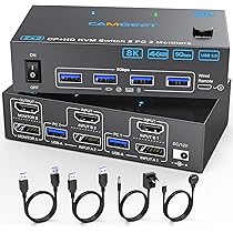 Switch KVM Displayport 2 Porte - Condivisione Monitor Tra 2 PC, Supporto 8K60Hz E 4K120Hz, Con 4 Porte USB 3.0 E Controller Cablato - Foto 9