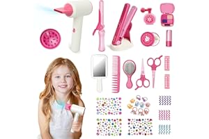 RedCrab Kit Coiffure Enfant Fille Jouet Salon de Beauté avec Sèche-Cheveux Fer à Friser Lisseur Peigne Miroir Accessoires pour Cheveux, Jeux de Rôle Cadeau pour Enfants Filles 3 4 5 6 7 8 Ans