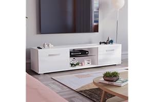 Vida Designs Cosmo LED TV Unit 2 Door Modern Gloss Matte MDF Living Room Cabinet Media Stand Furntiure RGB Light White 160cm
