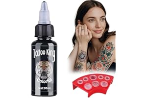 CHARMCHIC 30ml Tattoo Farbe Black, Tattoo Ink mit Tattoo-Tintenbecher und Cups Halterungen, Tattoo-Zubehör Pigment, Waschbar und Wiederverwendbar, Geeignet für Tätowierungen, Make -up, Schwarz