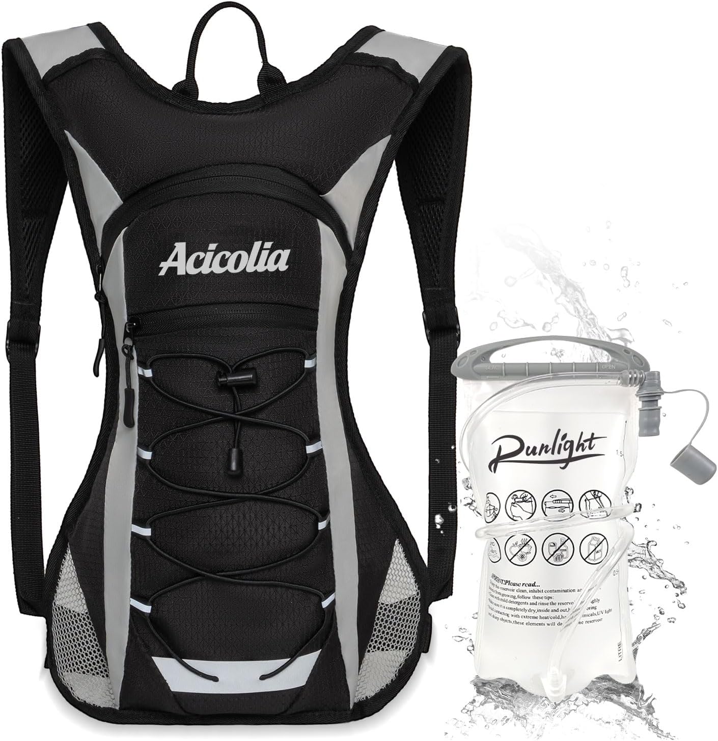 Acicolia Lightweight Hydration Backpack,Running Vest for Women Men With 1.5L Water Bladder, Hydro Water Daypack for Running,Hiking,Cycling,Climbing,Biking