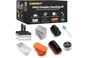 AWEASROY 19 Piece Griddle Cleaning Kit for Blackstone | Heavy Duty Flat Top Grill Accessories Kit with Scraper, Griddle Seasoning, Cleaning Brick, Scouring Pads | Perfect Combimation Grill Cleaning Kit