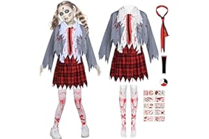 HARNYLOOM Halloween Bambina Costume Zombie Cheerleader Morto Sangue Finto Spaventoso Vestito per Bambini Vestiti Sposa Cadavere Della Scuola