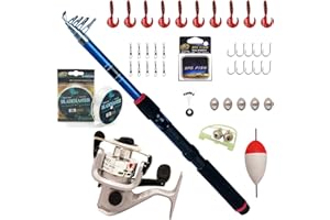 BPS FISH BPS Kit Combo de Pesca Incluye Caña Pequeña de Pescar Spinning Telescópica Carrete de Pesca Cebos y Accesorios de Pesca para Mar de Agua Salada de Agua Dulce OZL-01071 * 1