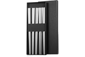 Haosell 5 pares de palillos de acero inoxidable, 23 cm, aptos para lavavajillas, color plateado