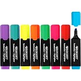 Westcott 8 Assorted Highlighters | Highlighter Pens in Vivid Colours | Line Thickness: 2-5 mm | Premium Ink from Germany | E-