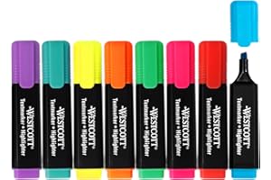 Westcott Evidenziatori 8 pezzi assortiti | Evidenziatori in colori vivaci | Spessore tratto 2-5 mm | Inchiostro premium dalla Germania | E-744252 00