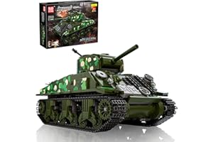 Mould King 20024 Technik Militär Panzer Bausteine Modell RC Panzer M4 Sherman Tank Fernbedienung Klemmbausteine Spielzeug Geschenk für Erwachsene und Jugendliche(961 Teile)