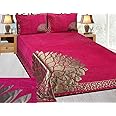 Fresh From Loom Superior Design Premium 500 TC Chenille Double Bedsheet with 2 Pillow Covers - Floral, Pink